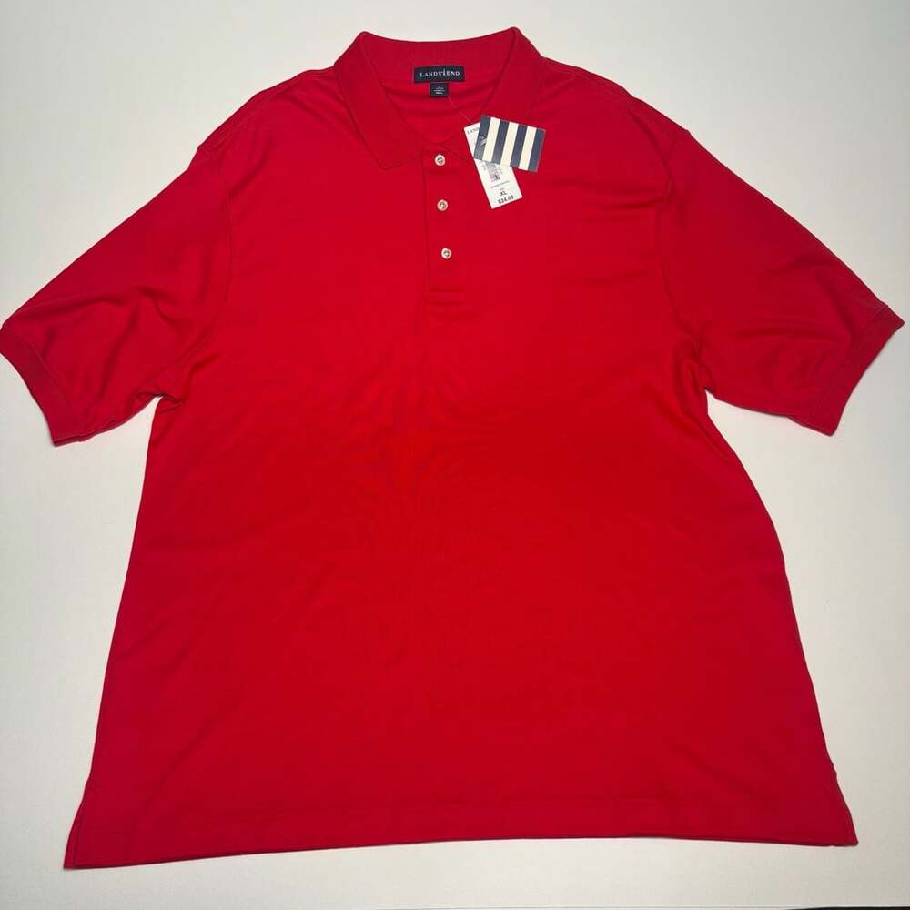 Lands' End Polo Shirt XL Red Pima Cotton